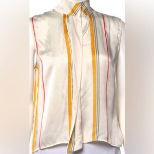 Frame 100% silk Saffron Summer sleeveless striped shirt blouse, size XS